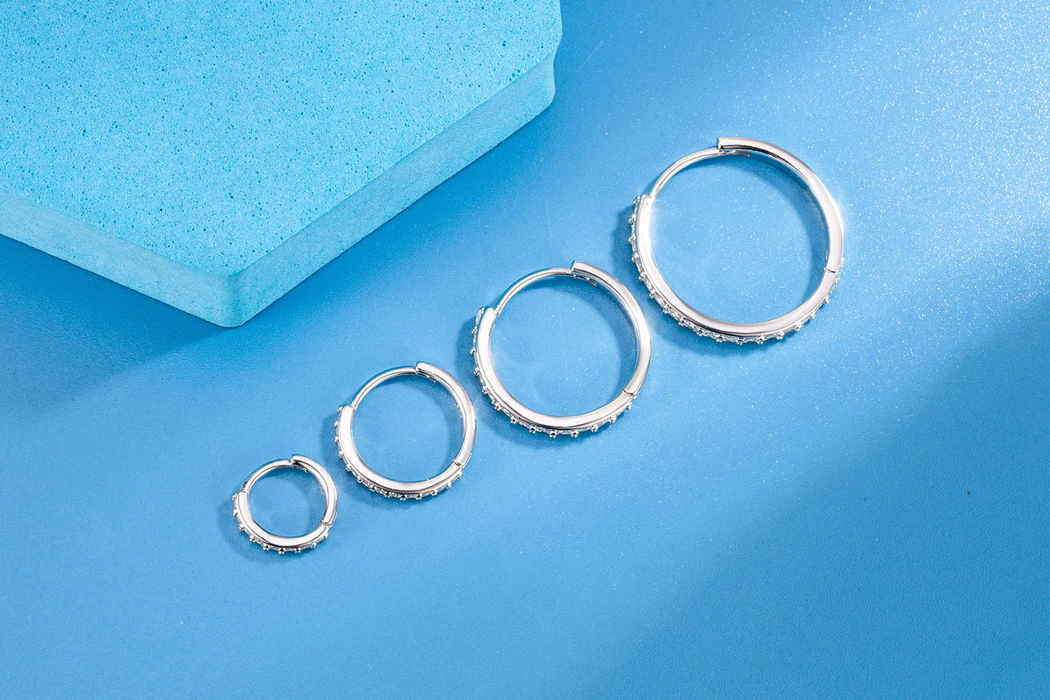 Sparkling Zircon Hoop Earrings - 925 Sterling Silver for Women