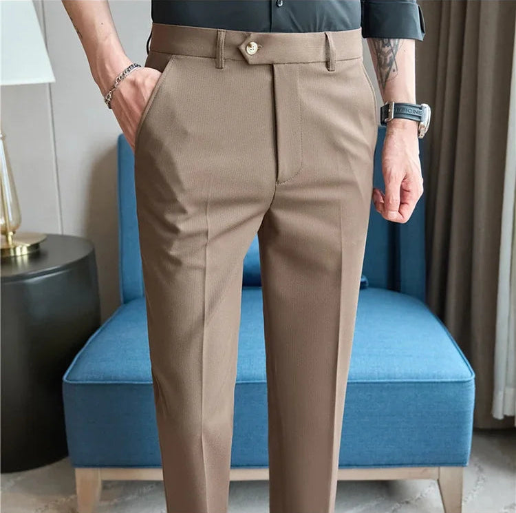 Men's Premium Striped Formal Dress Pants - Slim Fit