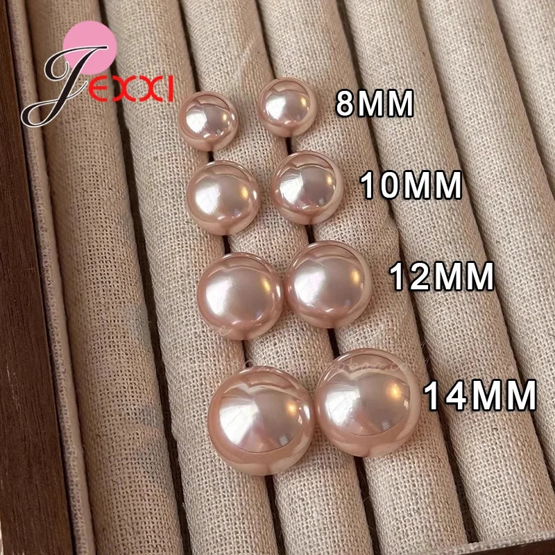 Elegant Pink Pearl Earrings - 925 Sterling Silver Studs for Women