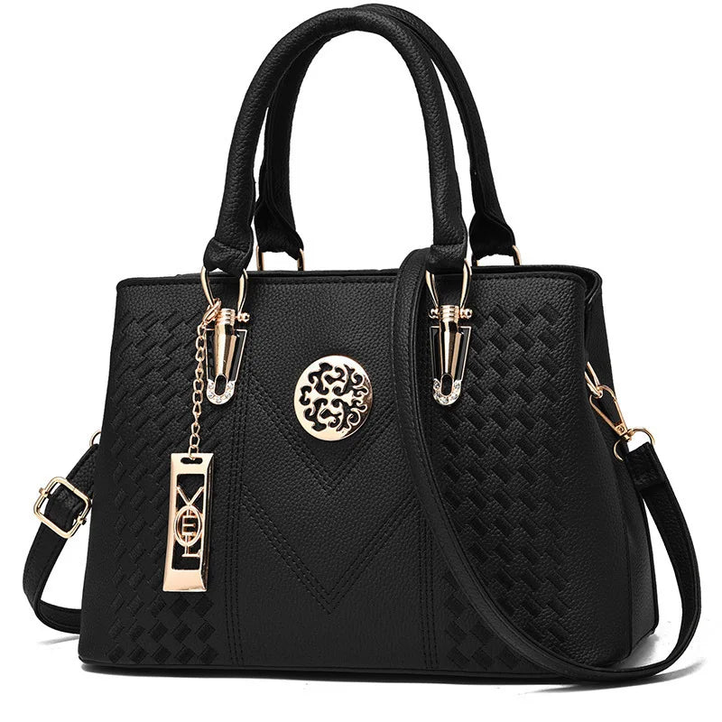 STRUCTURED TEXTURED TOP-HANDLE HANDBAG
