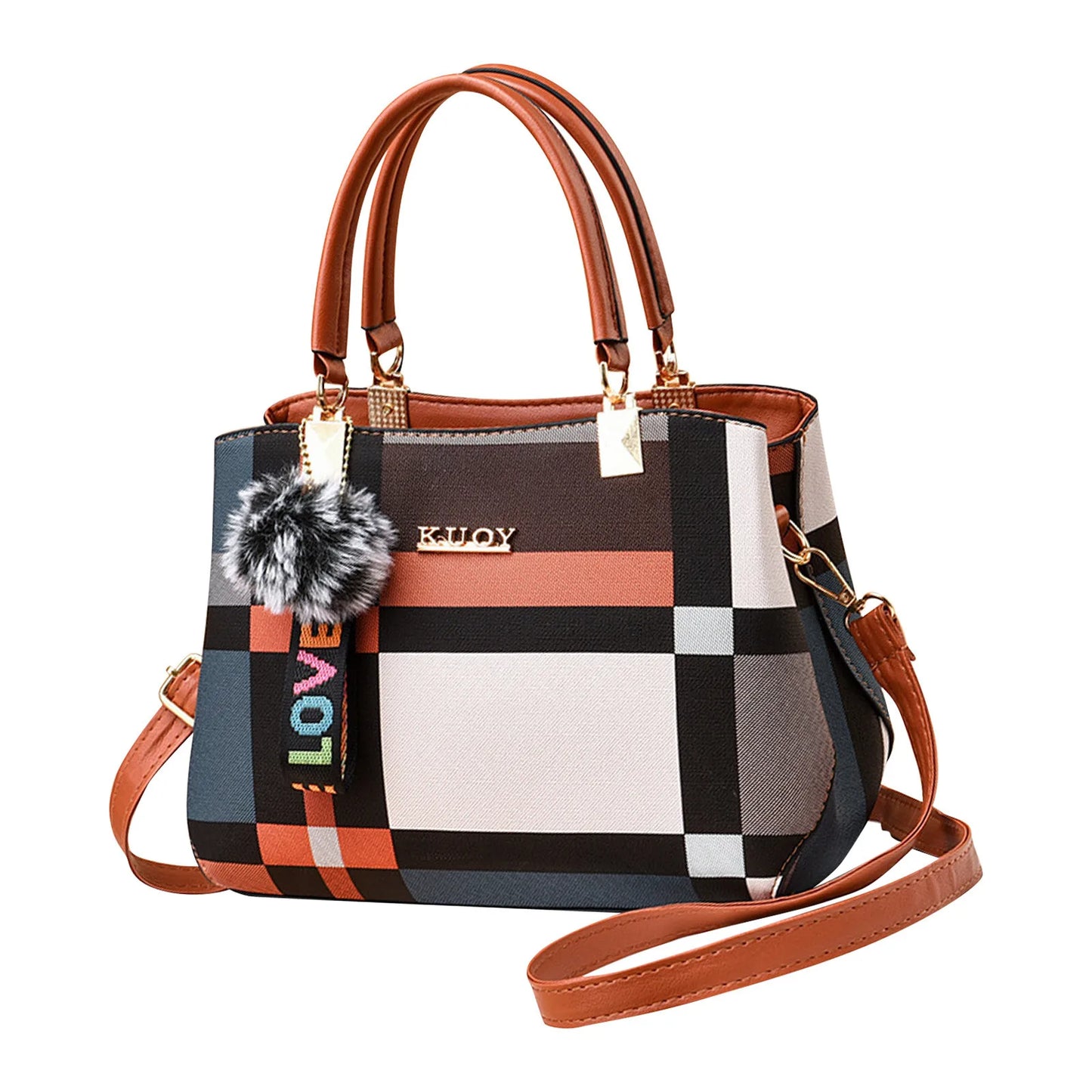 GEOMETRIC PRINT TOP-HANDLE HANDBAG – SHOULDER & CROSSBODY