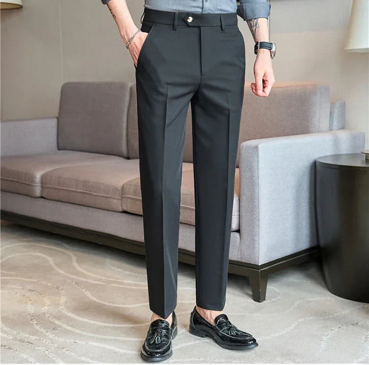Men's Premium Striped Formal Dress Pants - Slim Fit