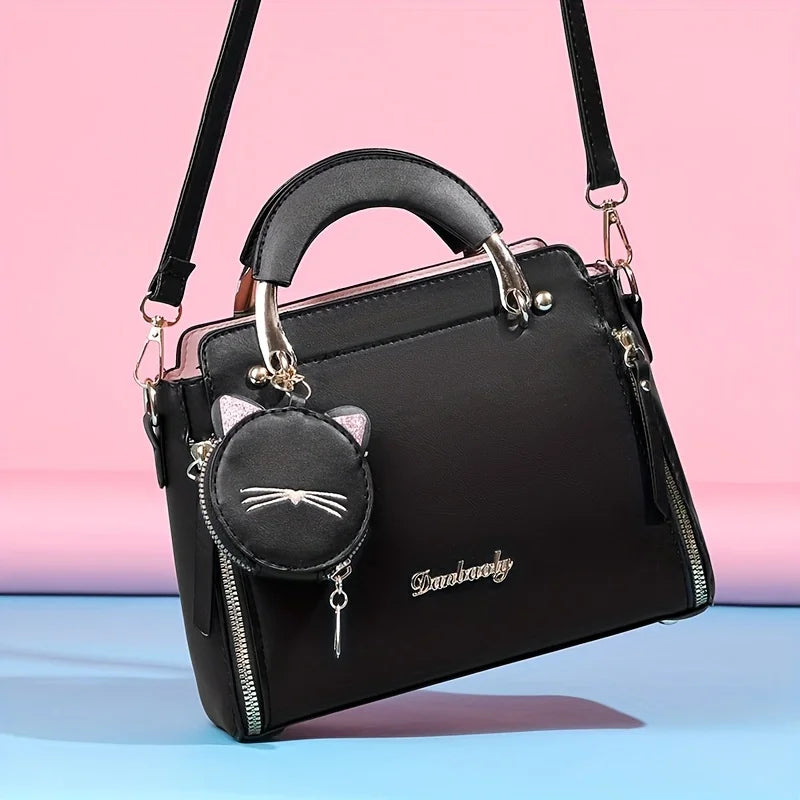 CAT-CHARM STRUCTURED HANDBAG – TOP HANDLE & SHOULDER BAG