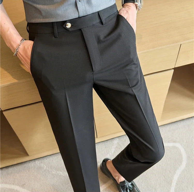 Men's Premium Striped Formal Dress Pants - Slim Fit