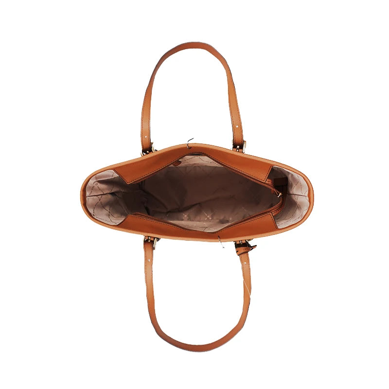 Michael Kors Signature Brown Tote Bag – Classic Monogram Design with Gold Hardware