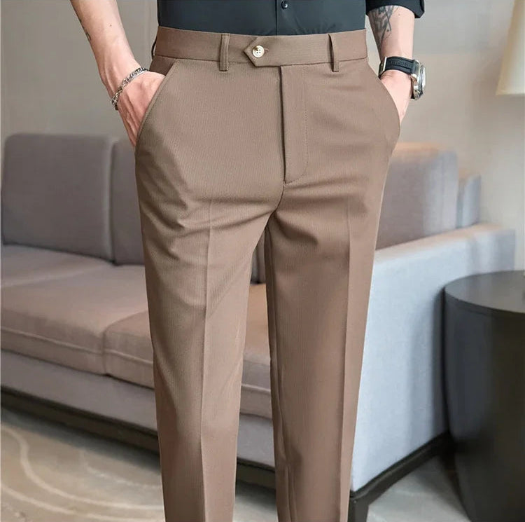 Men's Premium Striped Formal Dress Pants - Slim Fit