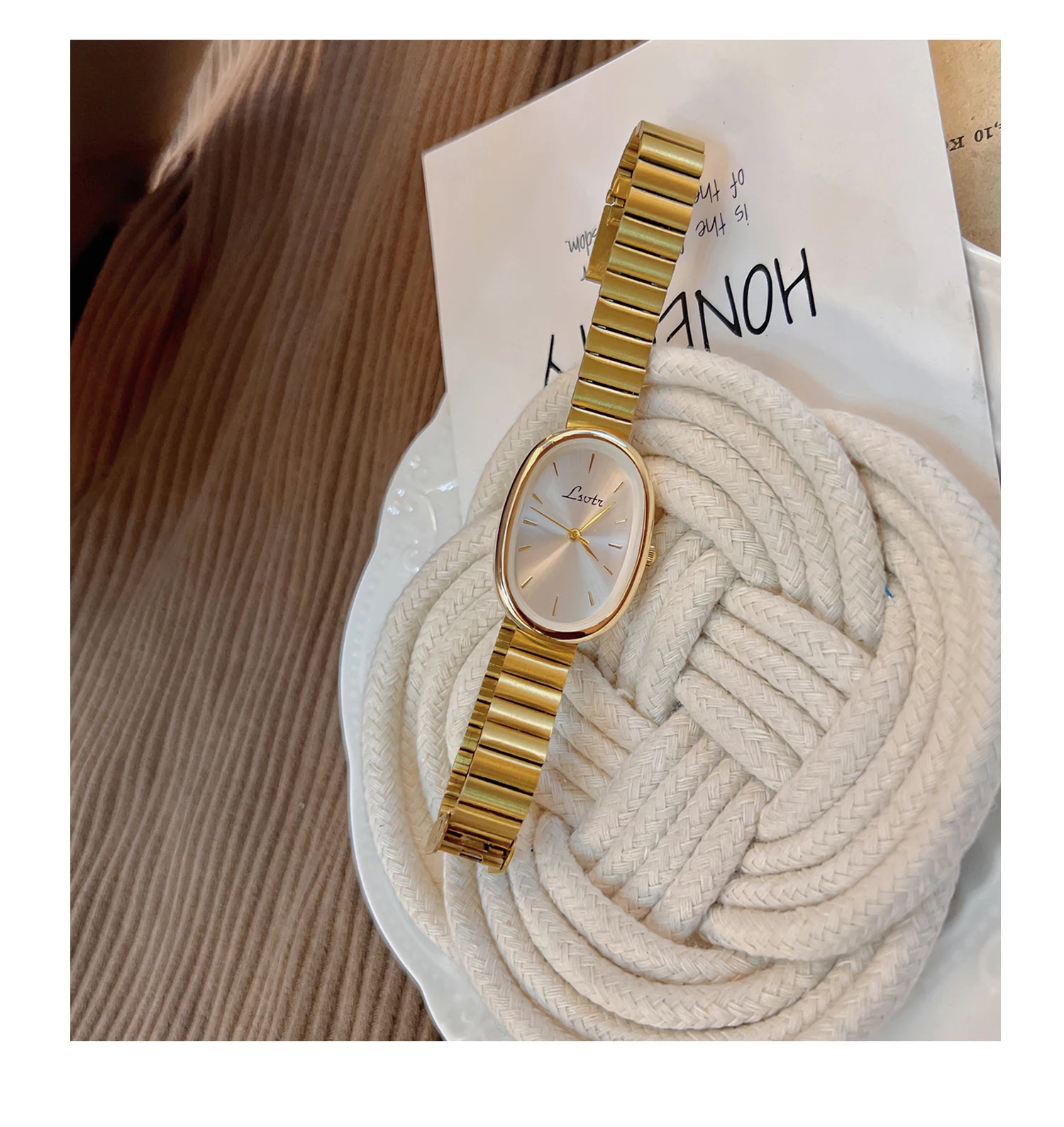 Women's Gold Bracelet Watch - Vintage Luxury Quartz Wristwatch