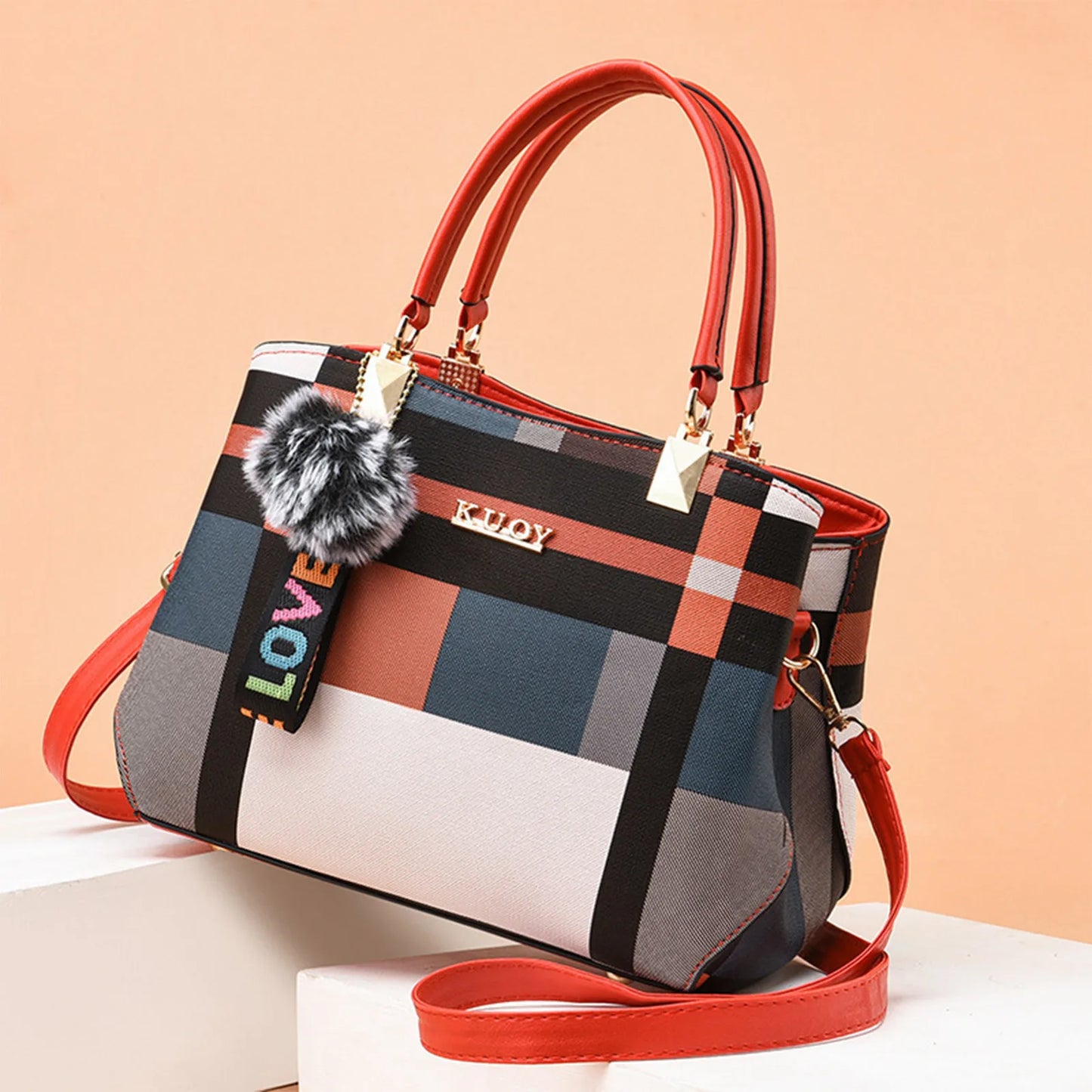 GEOMETRIC PRINT TOP-HANDLE HANDBAG – SHOULDER & CROSSBODY