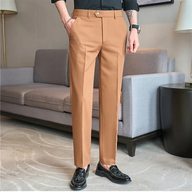 Men's Premium Striped Formal Dress Pants - Slim Fit
