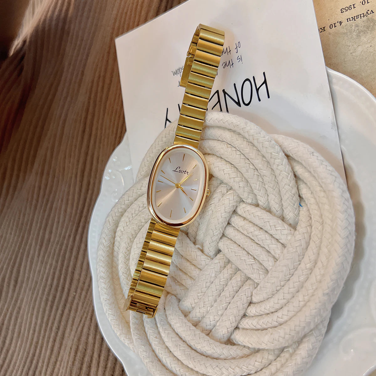 Women's Gold Bracelet Watch - Vintage Luxury Quartz Wristwatch