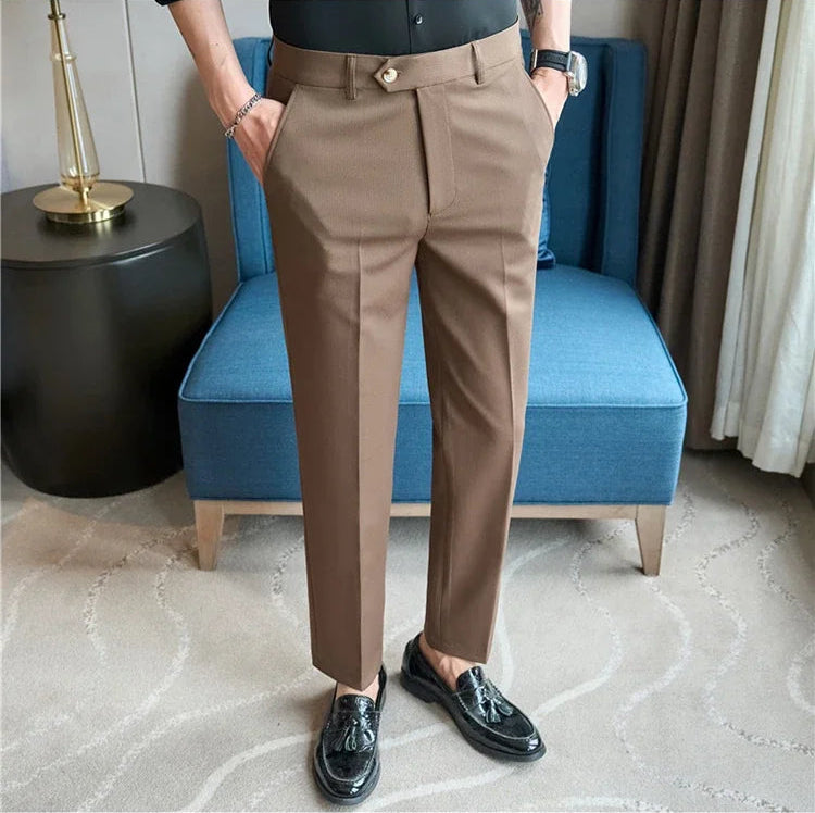 Men's Premium Striped Formal Dress Pants - Slim Fit