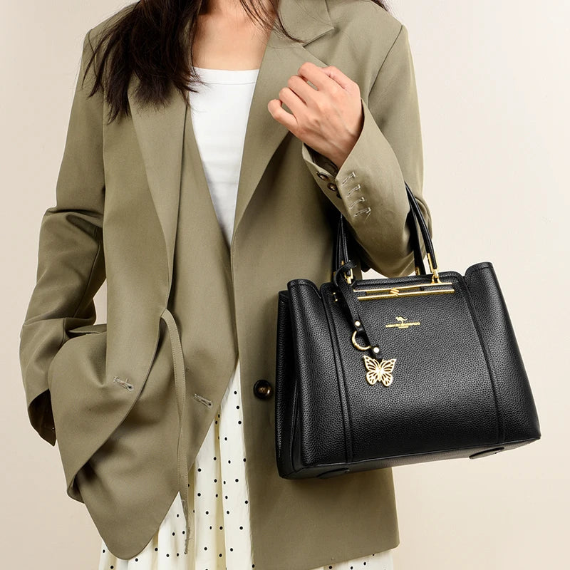 LUXE BUTTERFLY STRUCTURED TOTE – PREMIUM TOP‑HANDLE HANDBAG