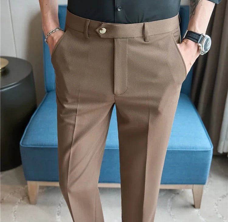 Men's Premium Striped Formal Dress Pants - Slim Fit