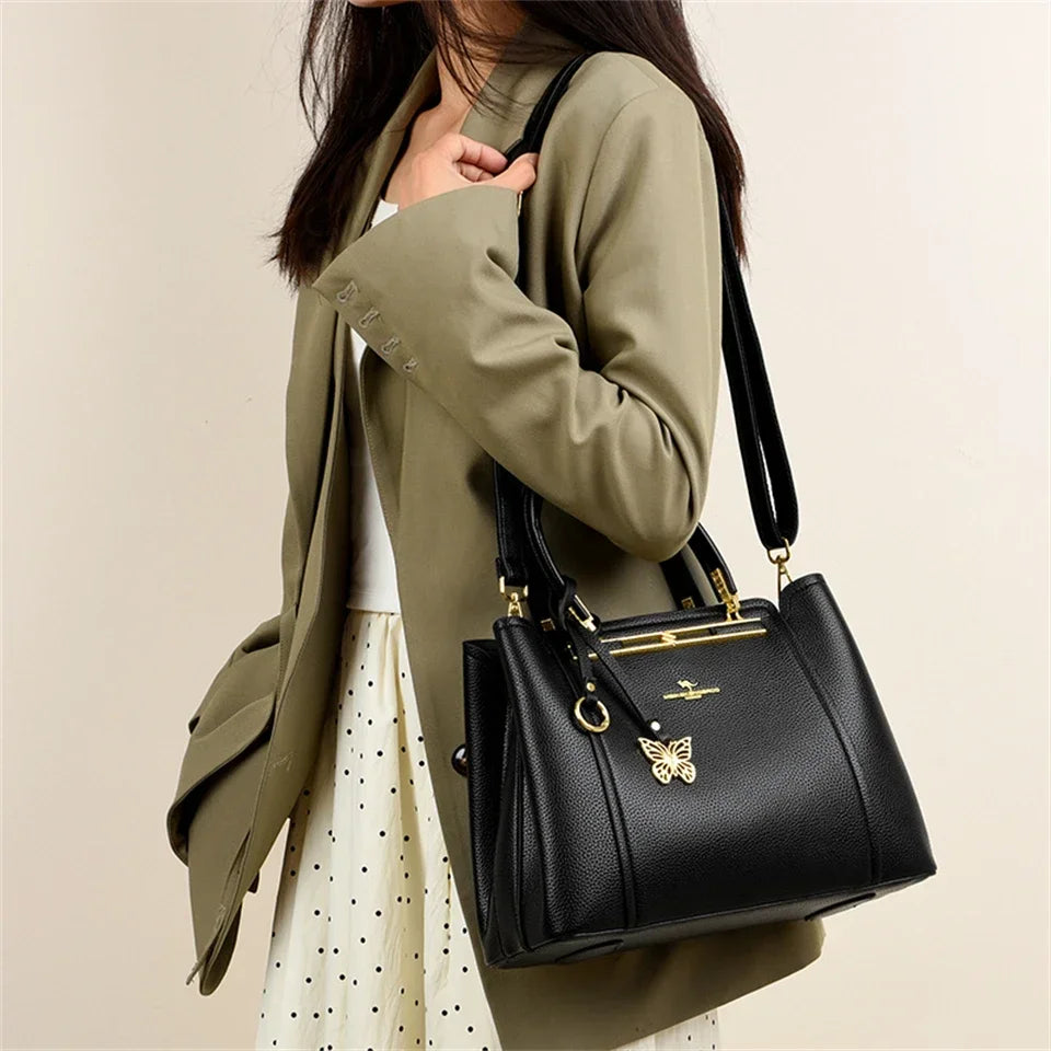 LUXE BUTTERFLY STRUCTURED TOTE – PREMIUM TOP‑HANDLE HANDBAG
