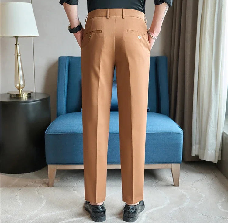 Men's Premium Striped Formal Dress Pants - Slim Fit