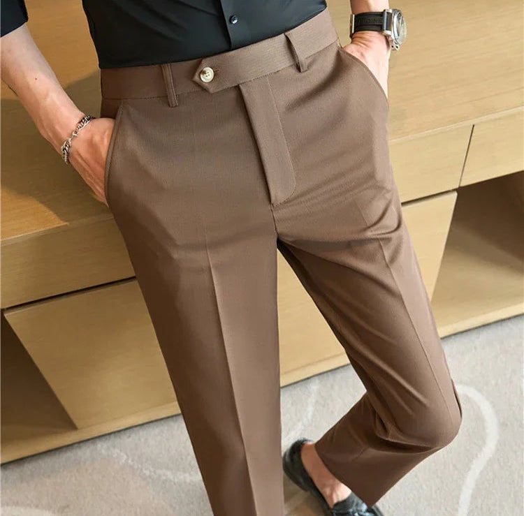 Men's Premium Striped Formal Dress Pants - Slim Fit