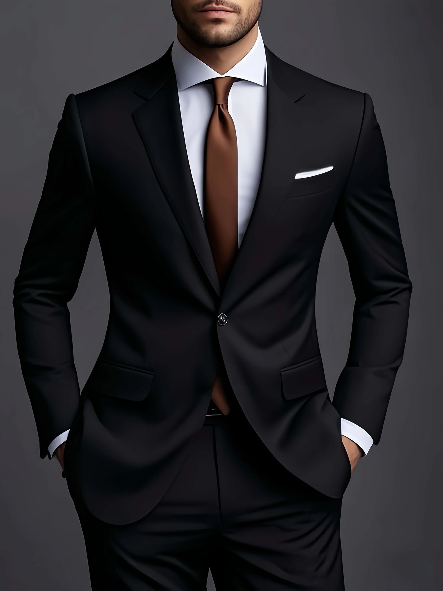 Men's Business Suit Set - Two-Piece with Waistcoat