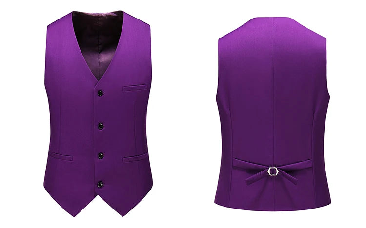 Men's Slim Fit Suit Vest – Solid Color Business Waistcoat