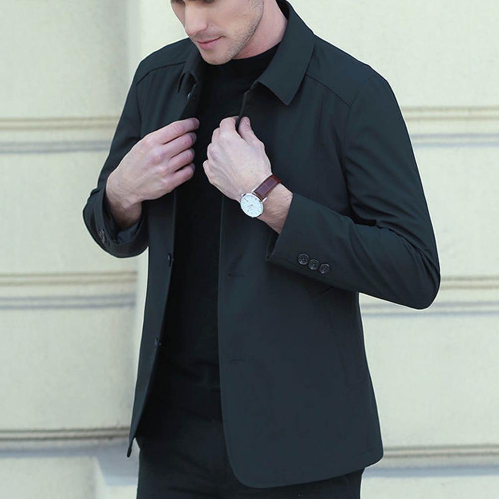 Men's Korean Style Casual Jacket - Solid Color Windbreaker Coat
