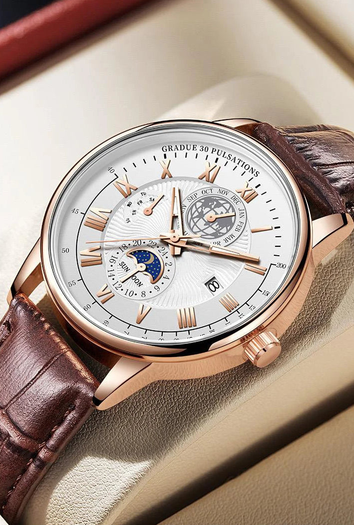 Men's Luxury Sport Watch - Waterproof Leather Quartz Wristwatch