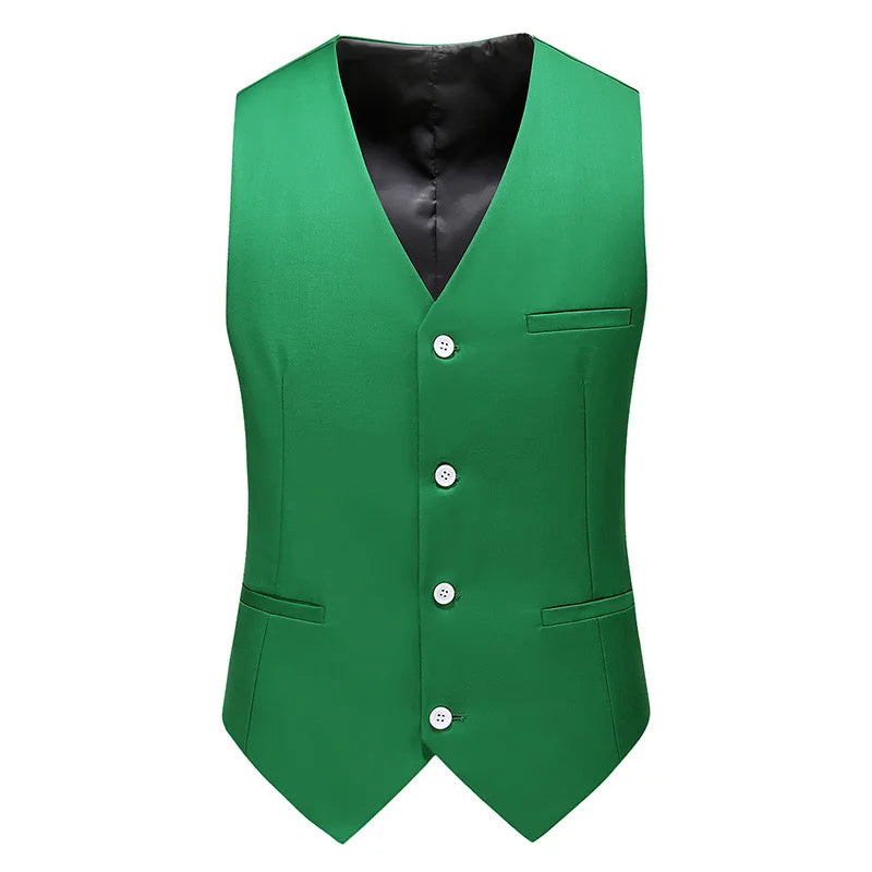 Men's Slim Fit Suit Vest – Solid Color Business Waistcoat