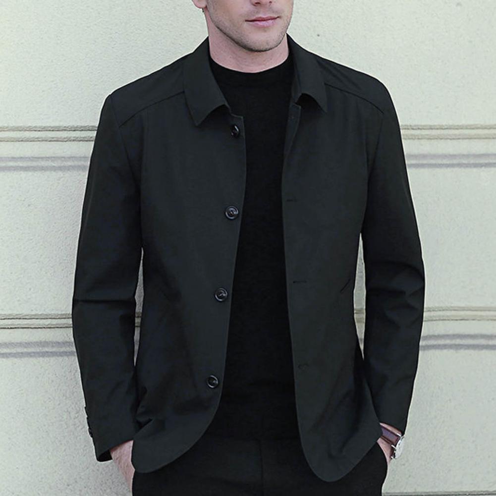 Men's Korean Style Casual Jacket - Solid Color Windbreaker Coat