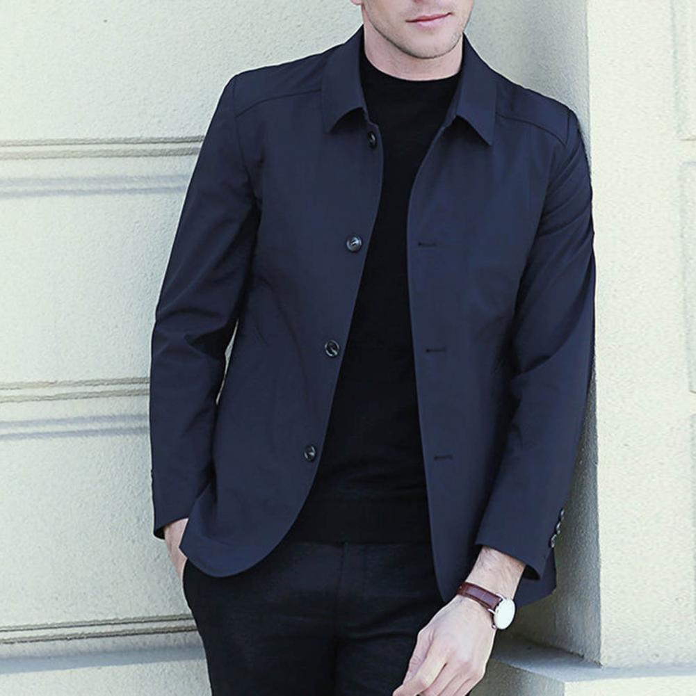 Men's Korean Style Casual Jacket - Solid Color Windbreaker Coat