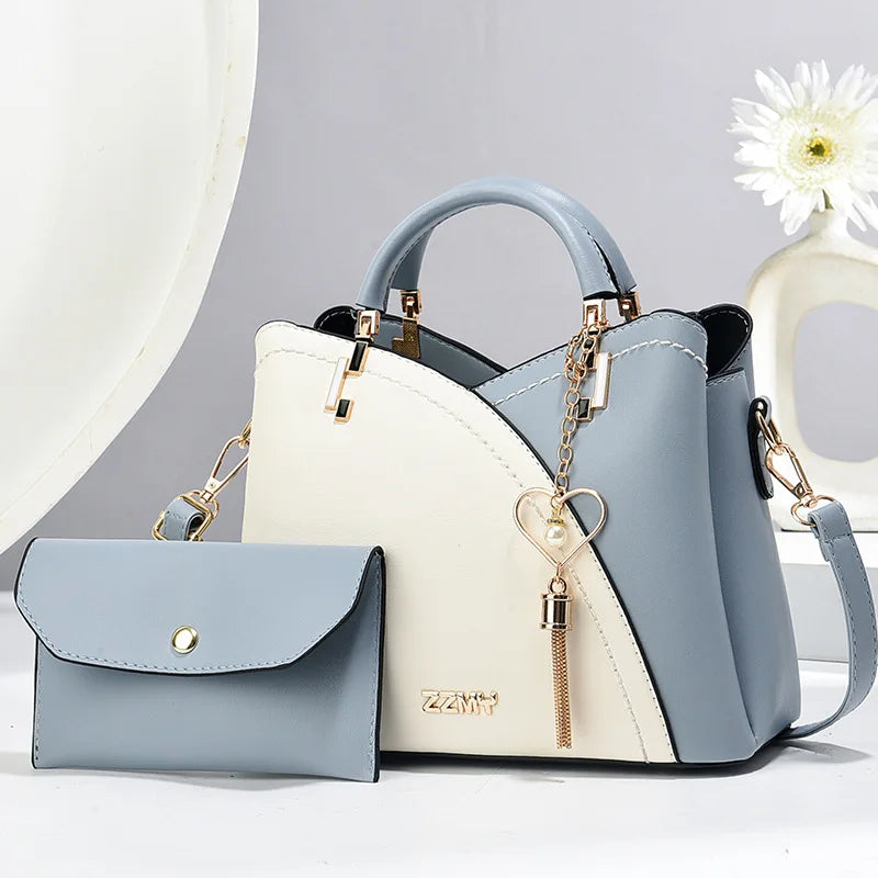 ELEGANTE COLORBLOCK HANDTASCHEN-SET – HENKELTASCHE & PASSENDES PORTEFÜLLE