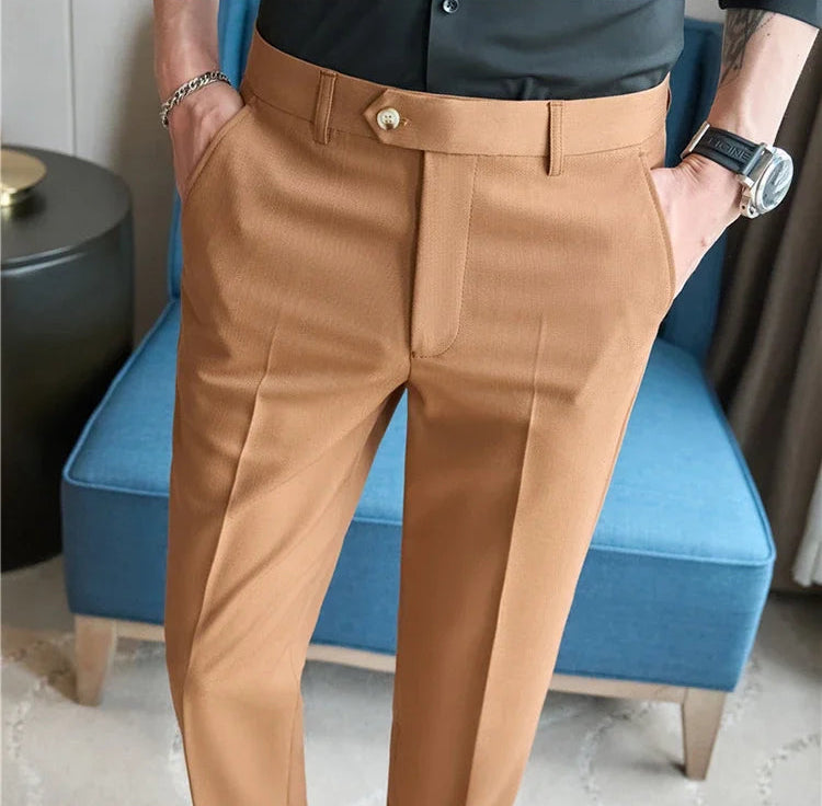 Men's Premium Striped Formal Dress Pants - Slim Fit