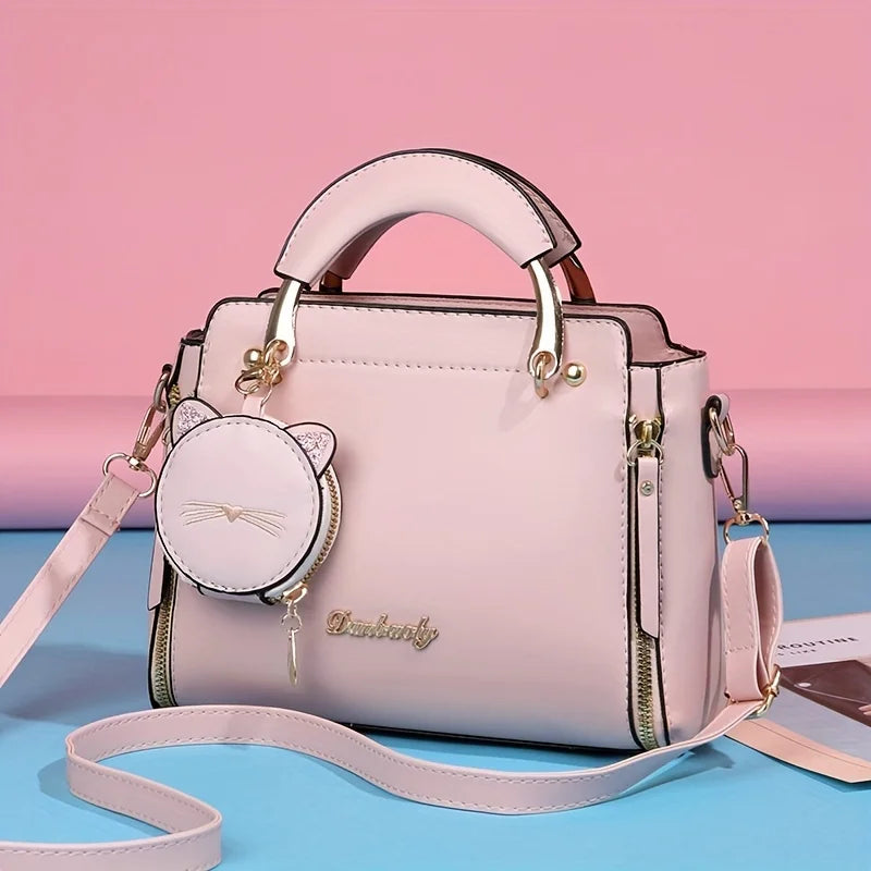CAT-CHARM STRUCTURED HANDBAG – TOP HANDLE & SHOULDER BAG