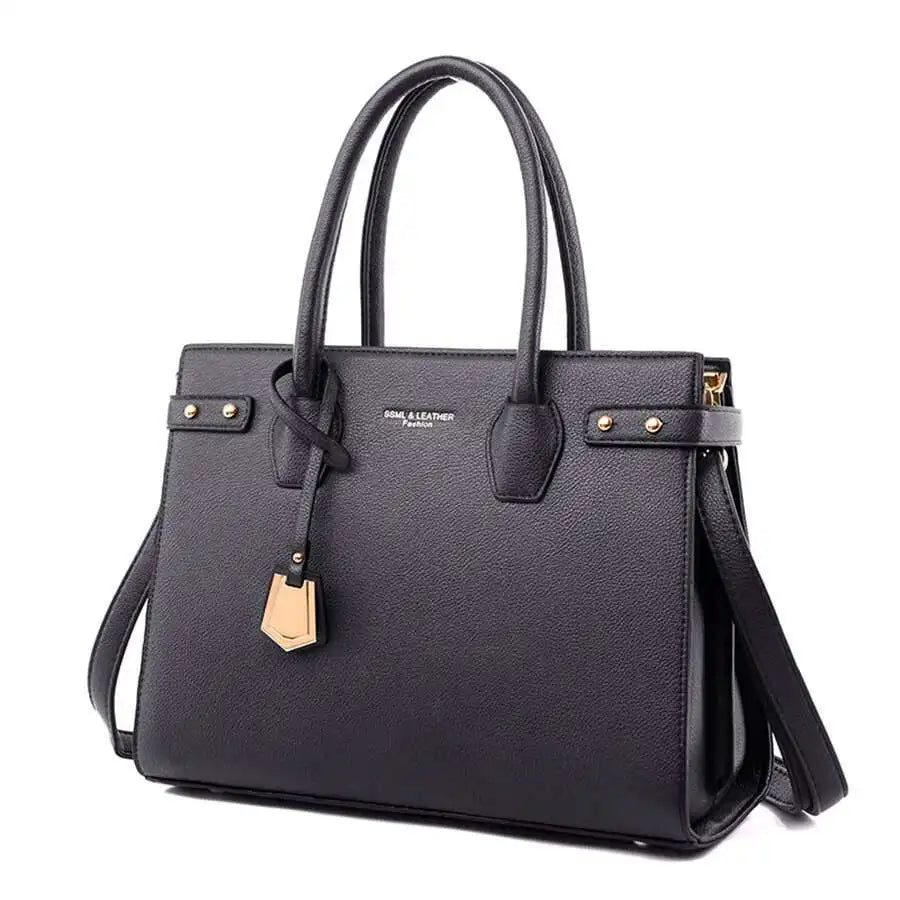 STRUCTURED LEATHER TOP-HANDLE HANDBAG