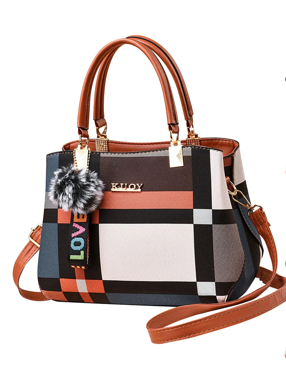 GEOMETRIC PRINT TOP-HANDLE HANDBAG – SHOULDER & CROSSBODY