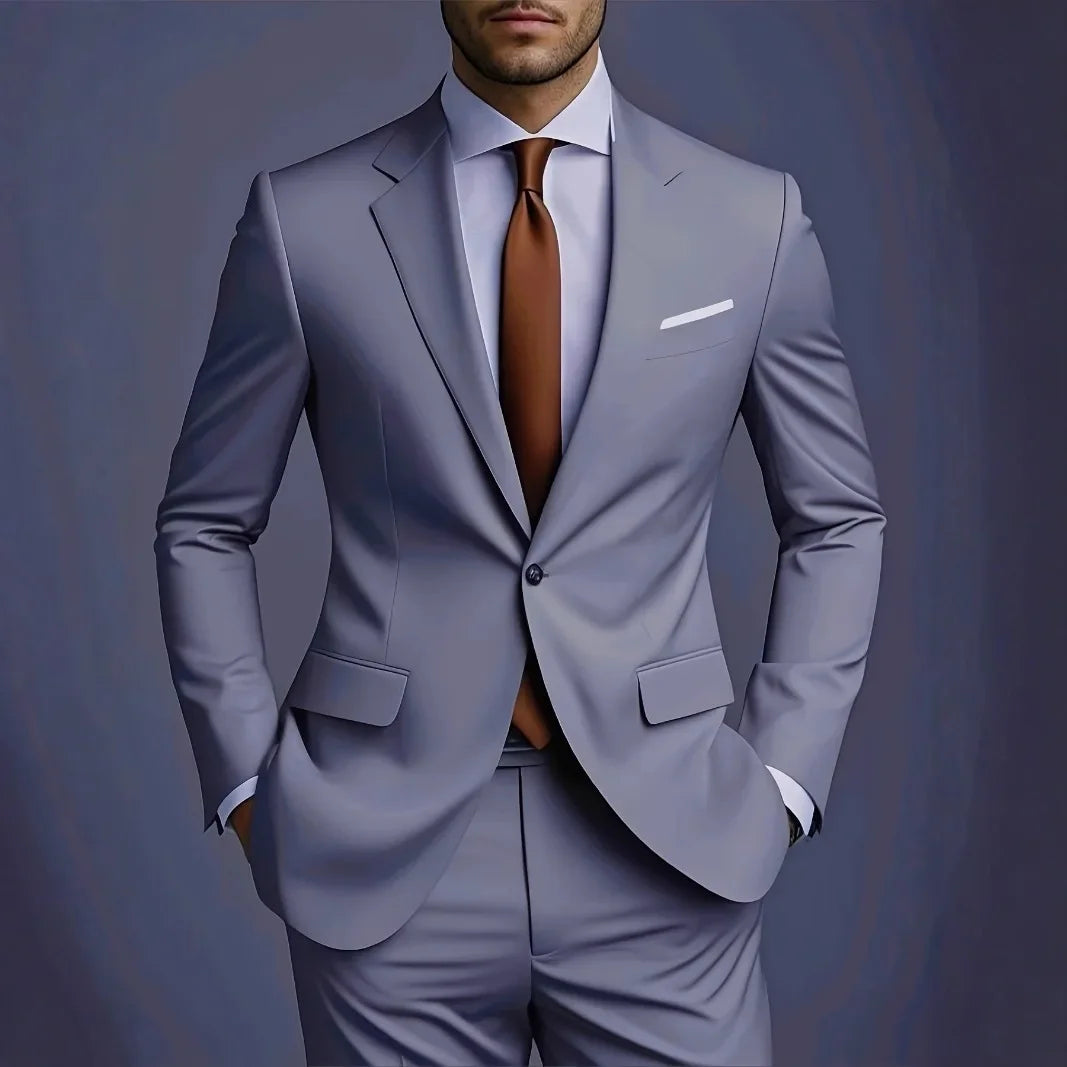 Men's Business Suit Set - Two-Piece with Waistcoat