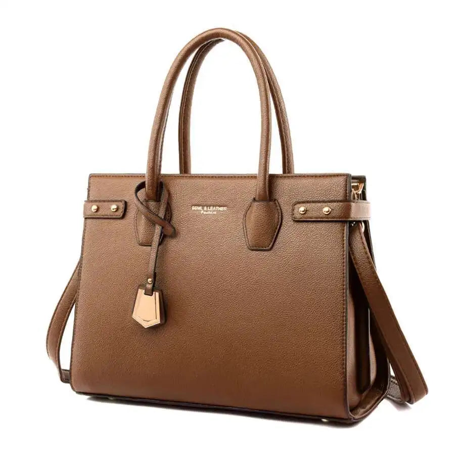 STRUCTURED LEATHER TOP-HANDLE HANDBAG