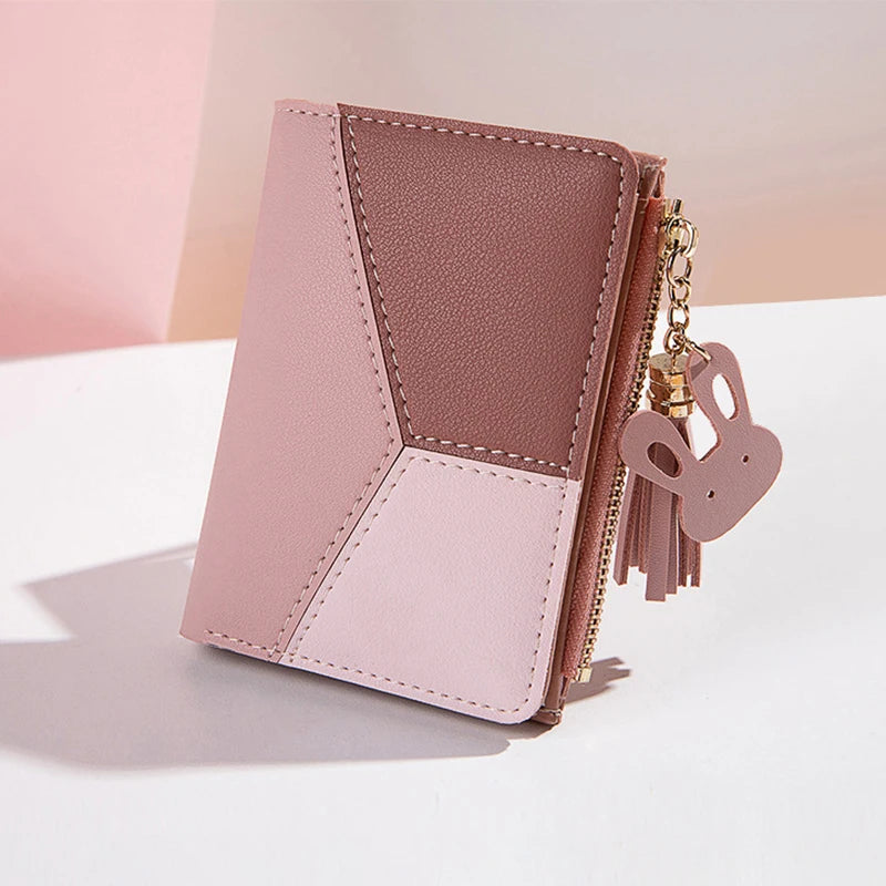 COLORBLOCK ZIP WALLET – TASSEL & BUNNY CHARM