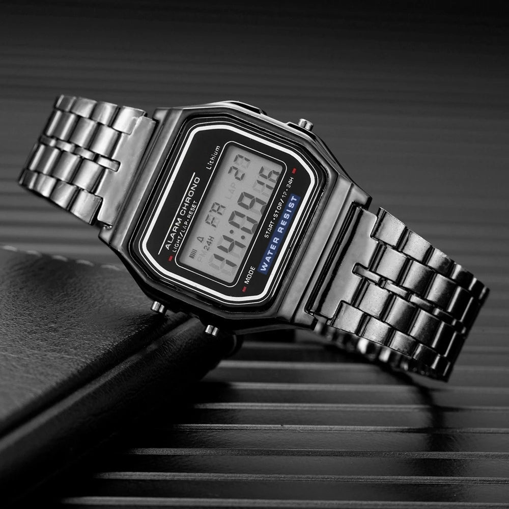 Women's Digital Watch - Stainless Steel Business Wristwatch