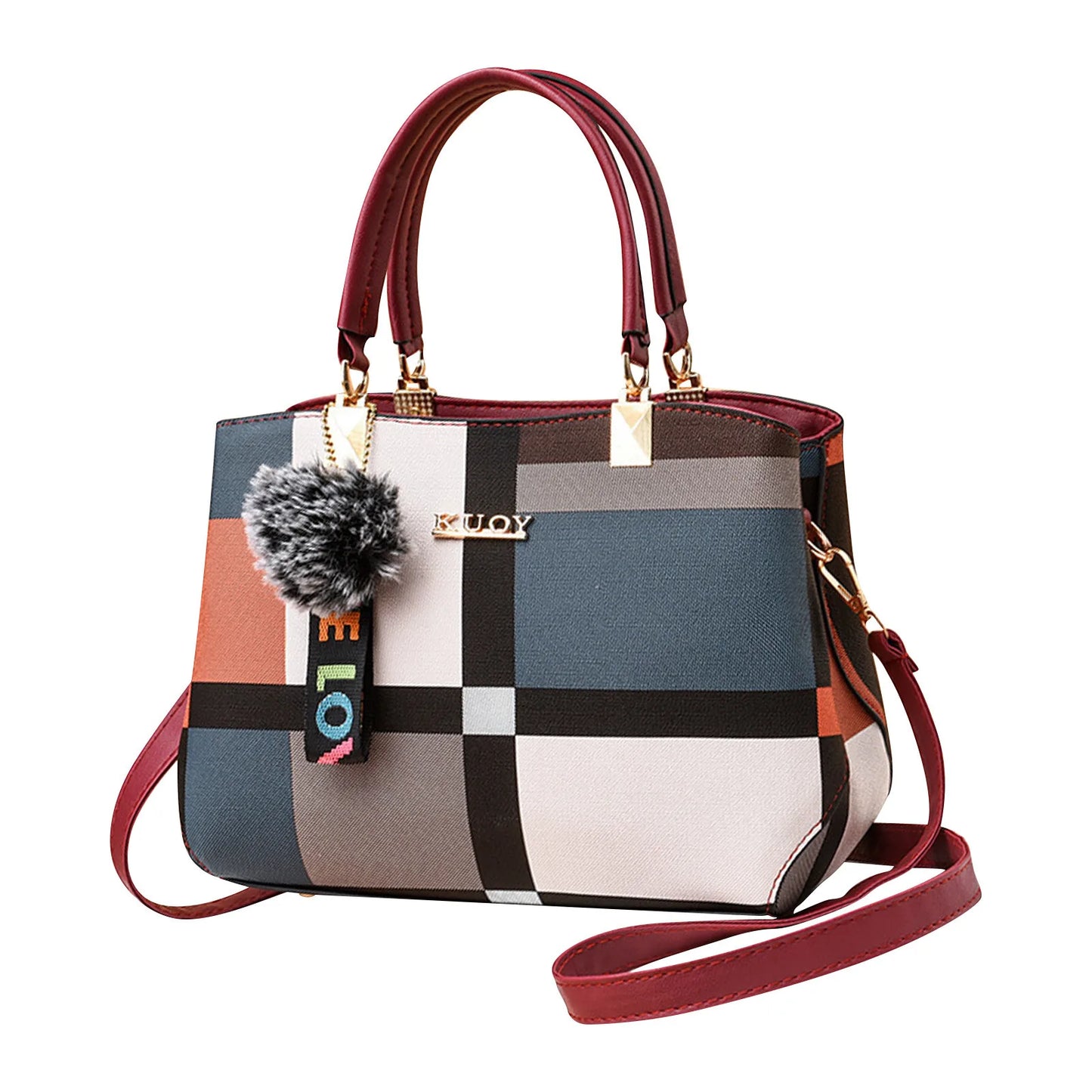 GEOMETRIC PRINT TOP-HANDLE HANDBAG – SHOULDER & CROSSBODY