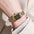 Women's Square Watch - Gold Stainless Steel Business Wristwatch