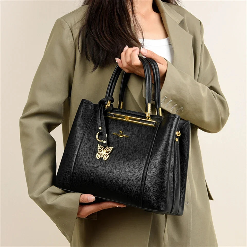 LUXE BUTTERFLY STRUCTURED TOTE – PREMIUM TOP‑HANDLE HANDBAG
