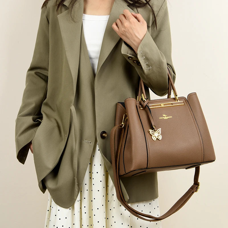 LUXE BUTTERFLY STRUCTURED TOTE – PREMIUM TOP‑HANDLE HANDBAG