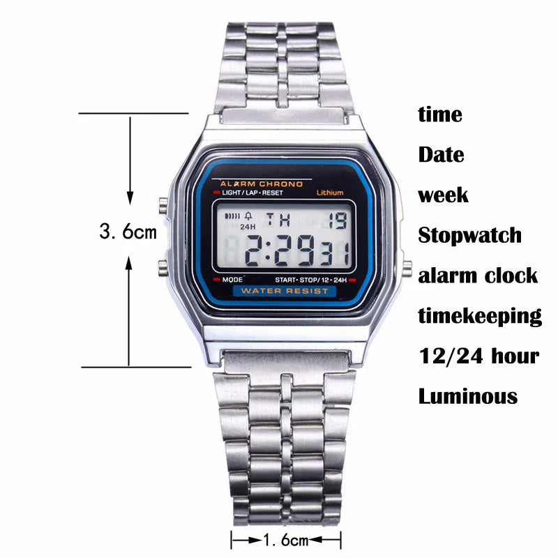 Digital Sports Watch - Waterproof LED Wristwatch for Men & Women