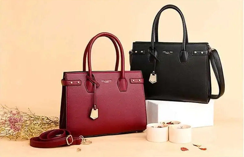 STRUCTURED LEATHER TOP-HANDLE HANDBAG