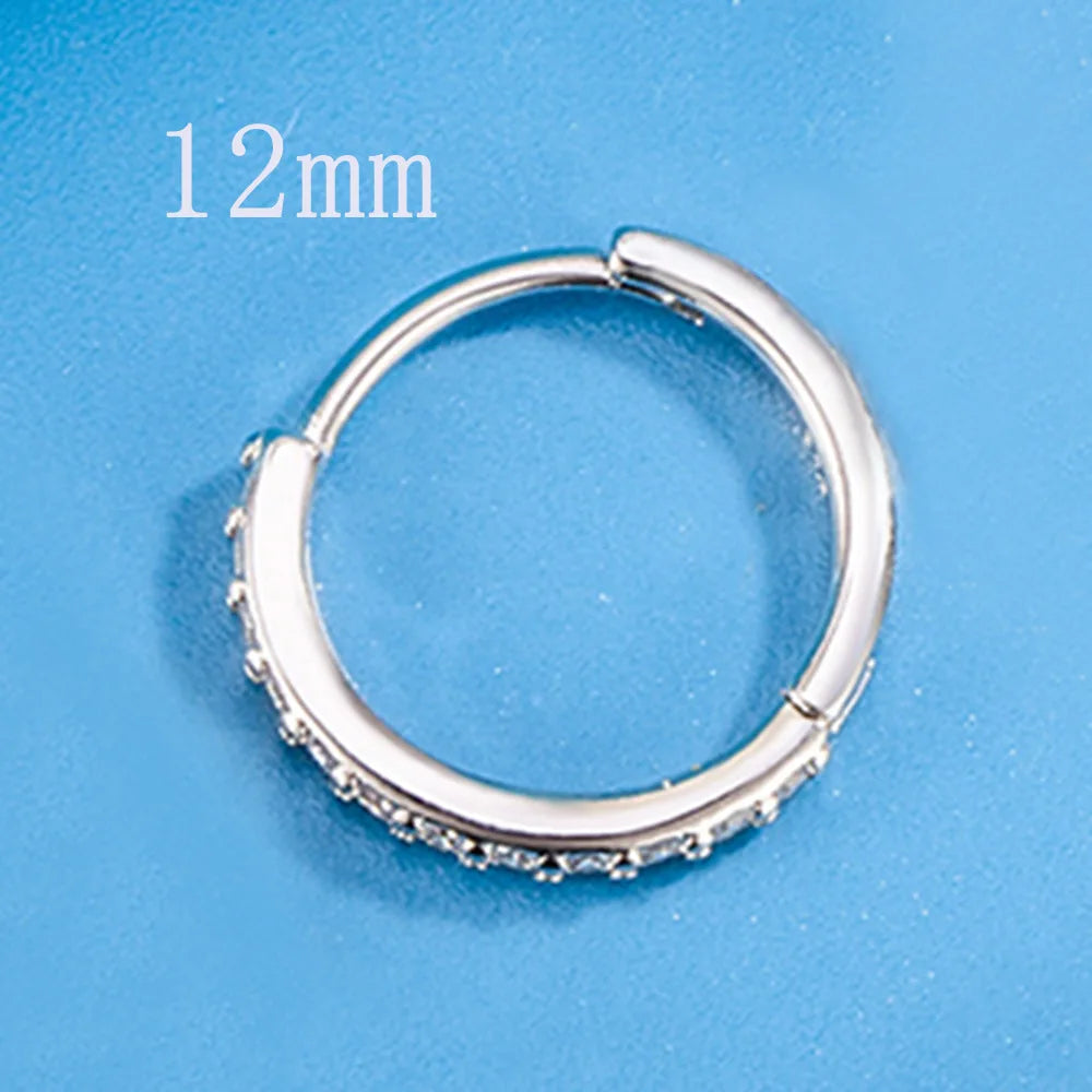 Sparkling Zircon Hoop Earrings - 925 Sterling Silver for Women