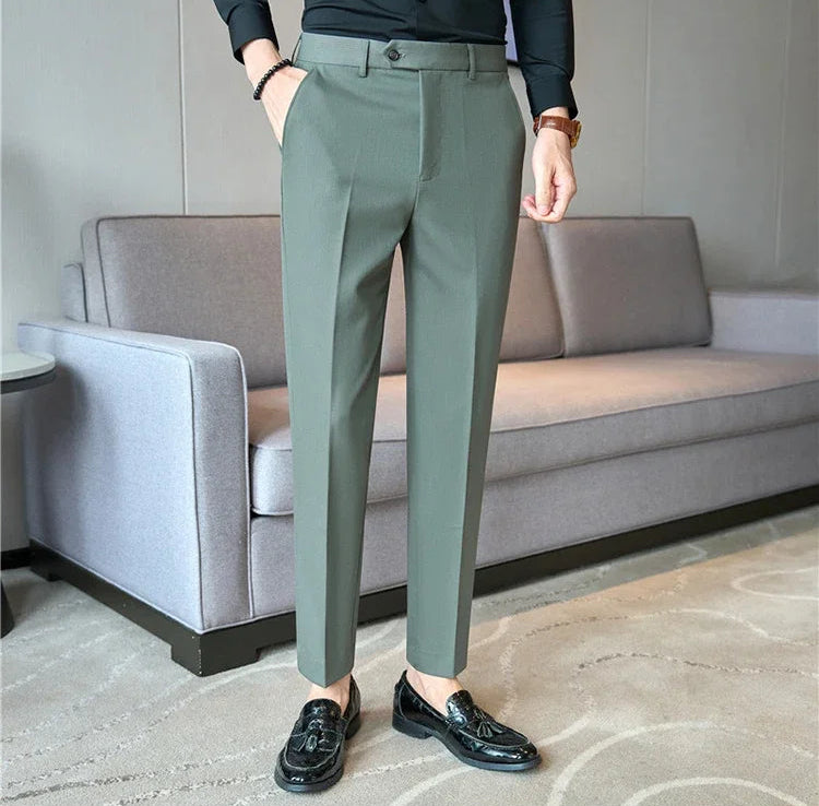 Men's Premium Striped Formal Dress Pants - Slim Fit
