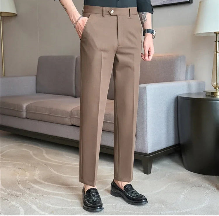 Men's Premium Striped Formal Dress Pants - Slim Fit