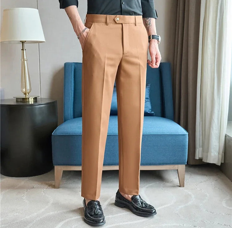 Men's Premium Striped Formal Dress Pants - Slim Fit
