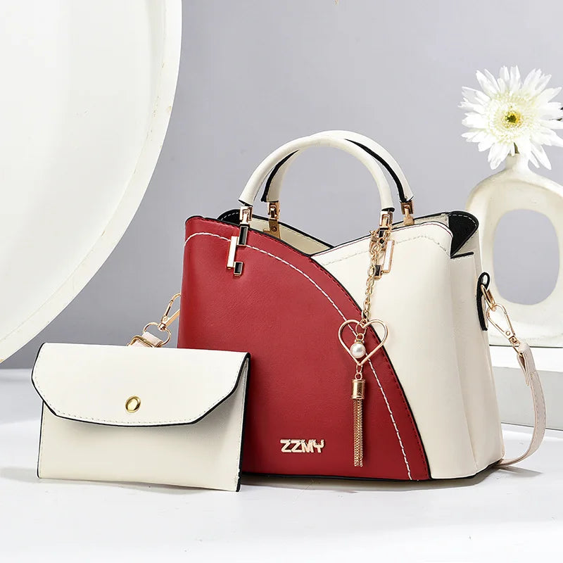 ELEGANTE COLORBLOCK HANDTASCHEN-SET – HENKELTASCHE & PASSENDES PORTEFÜLLE