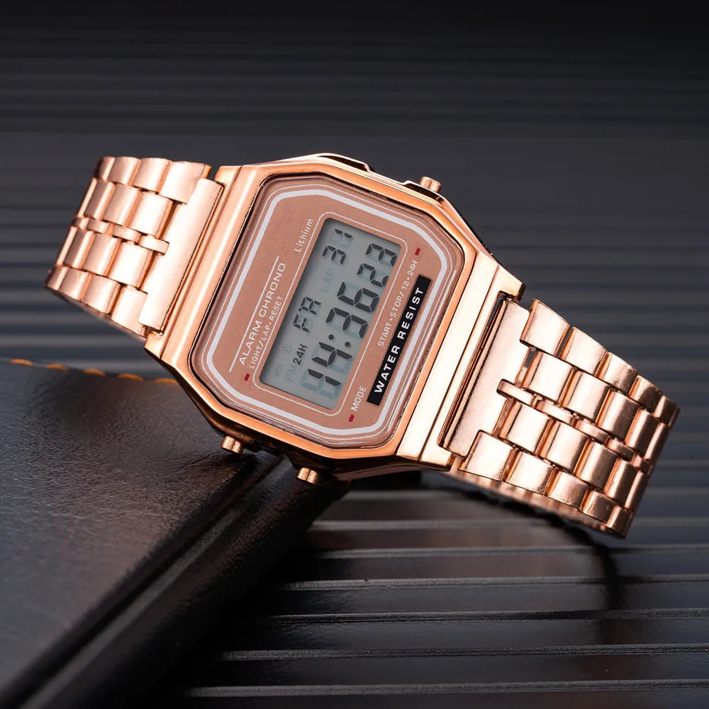 Women's Digital Watch - Stainless Steel Business Wristwatch
