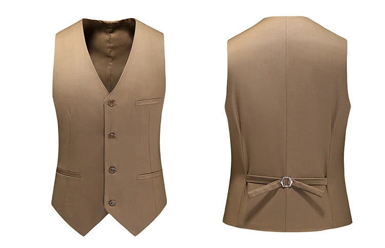 Men's Slim Fit Suit Vest – Solid Color Business Waistcoat