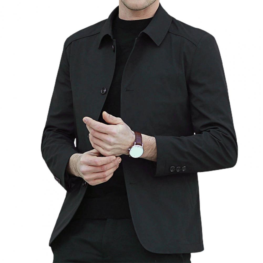 Men's Korean Style Casual Jacket - Solid Color Windbreaker Coat